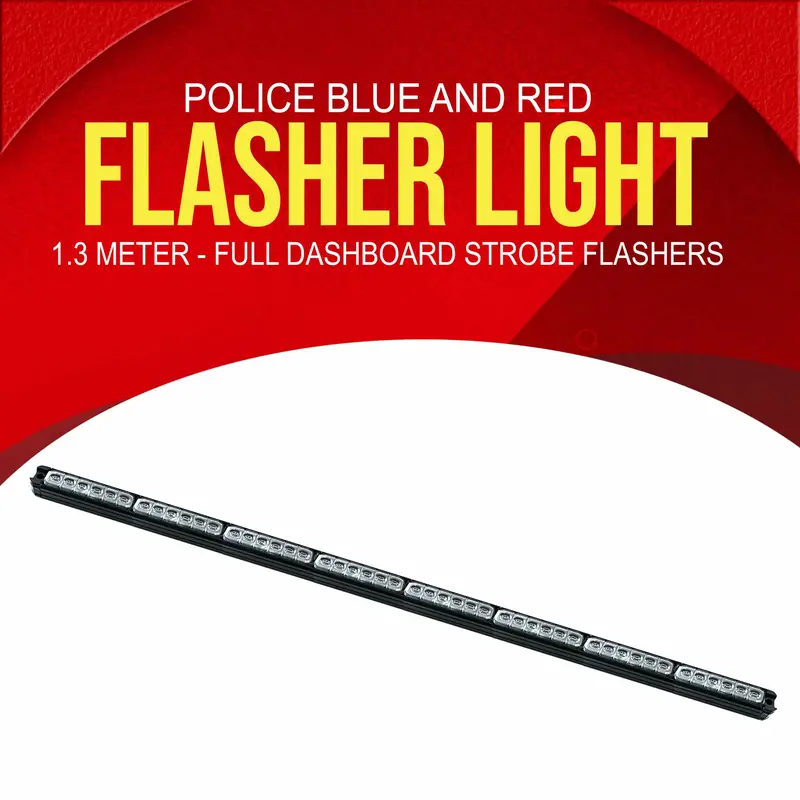 1.3-Meter Police Dashboard Flasher – Red & Blue Led Strobe Light Bar 1