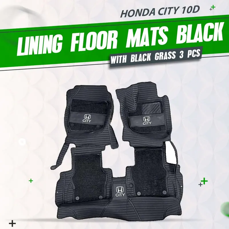 10D Black Floor Mat Kit With Grass Texture And Mixed Threads For Honda City (2021–2025) 1