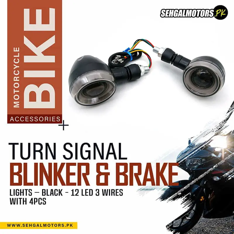 12-Led Motorcycle Turn Signal & Brake Light Kit – 3-Wire Black Blinker Assembly (2 Pcs) 1