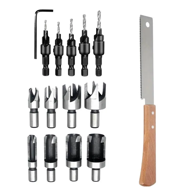 14-Piece Dowel-Making Kit With Countersink & Bonus Japanese Saw 1