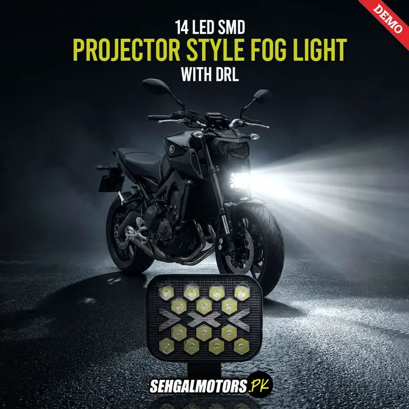 14-Smd Projector-Style Motorcycle Fog Light With Drl – Design B, 12V–24V 1