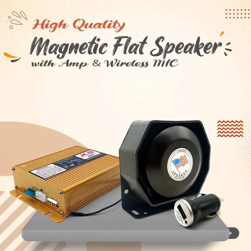 200W High-Fidelity Magnetic Speaker System With Amp & Wireless Mic – Emergency Siren 1