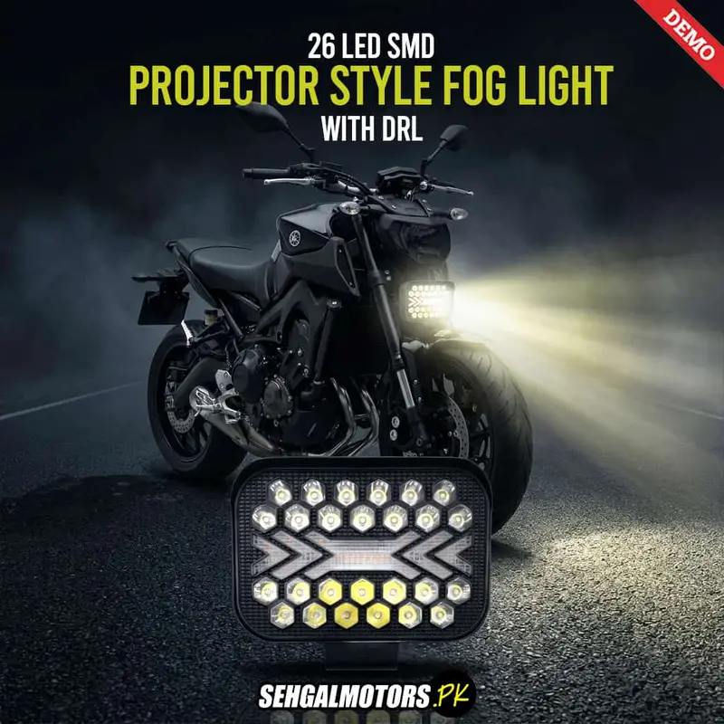 26-Smd Projector-Style Motorcycle Fog Light With Drl – Design A, 12V–24V 1