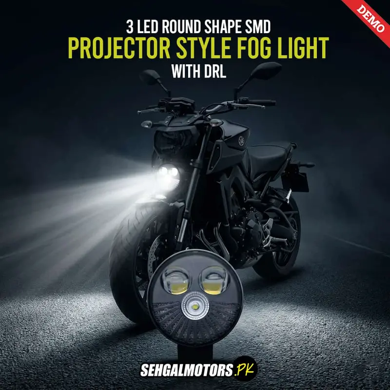 3-Led Round Projector-Style Motorcycle Fog Light With Drl – 12V–24V 1