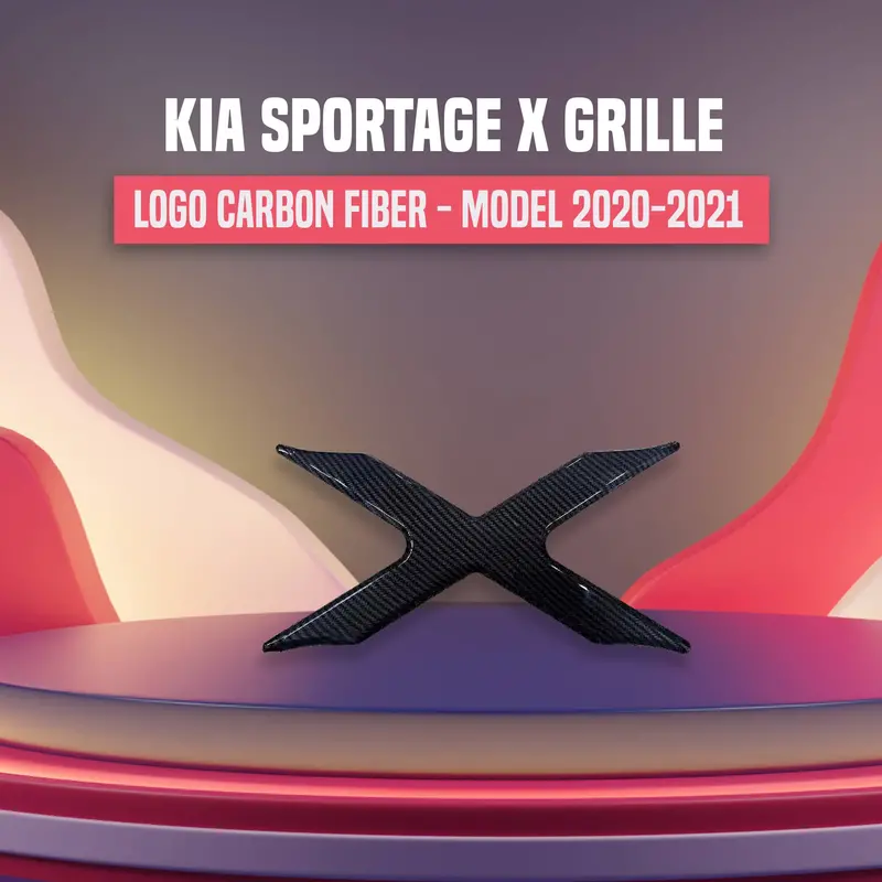 3D Carbon-Fiber X-Grille Logo Trim For Kia Sportage (2020–2025) 1
