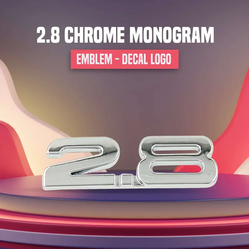 3D Chrome 2.8 Logo Badge – Metallic Vehicle Emblem Accent 1