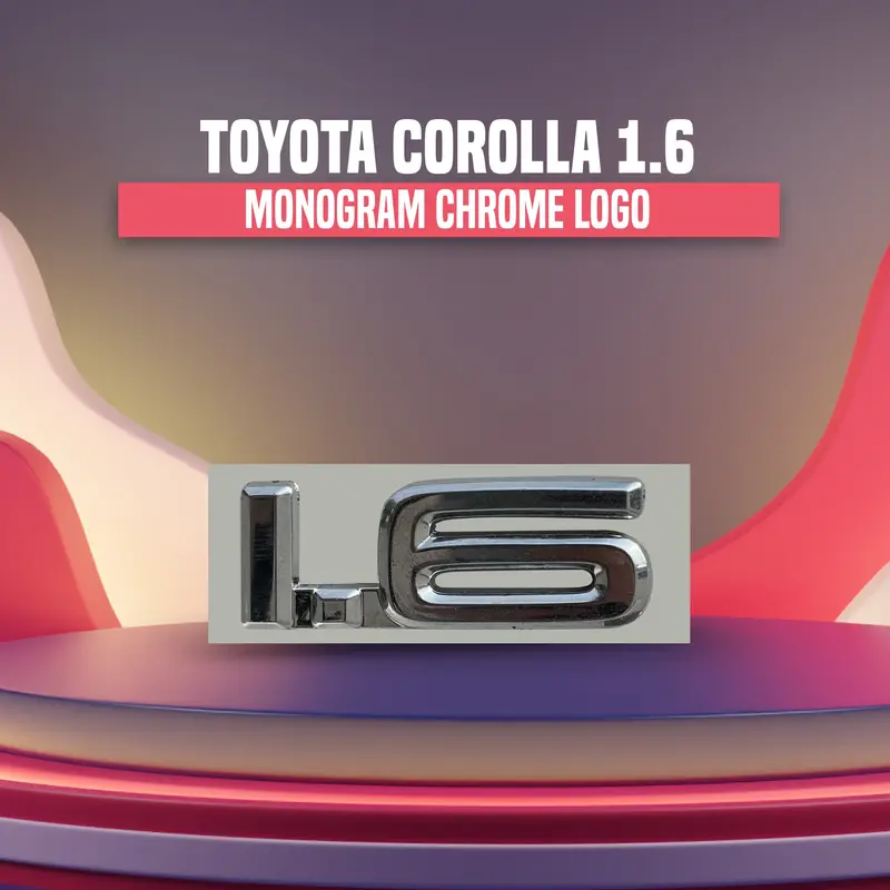 3D Chrome-Plated 1.6 Logo Emblem – Metallic Finish 1