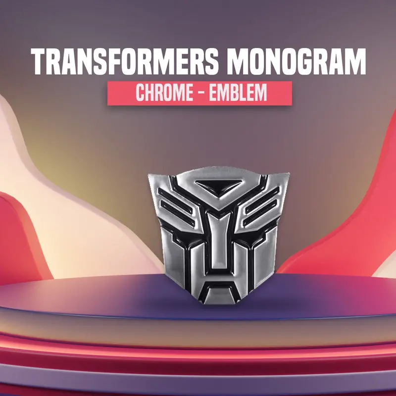 3D Chrome Transformers Logo Badge – Metallic Embossed Emblem 1