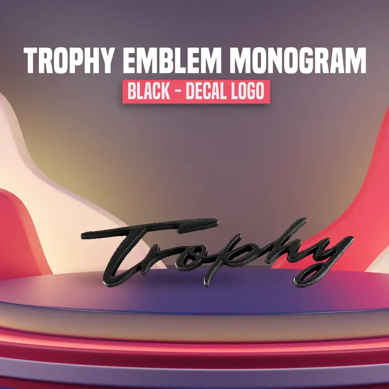 3D Matte Black Trophy Logo Emblem 1