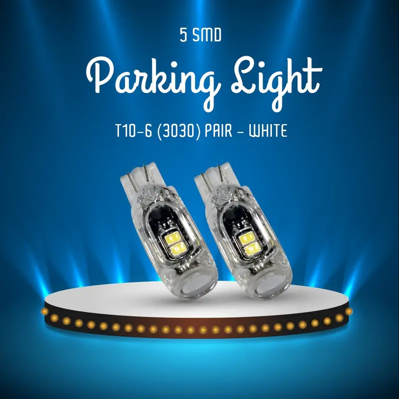 5-Smd T10-6 Parking Light Pair – Compact 3030 Led White Illumination 1