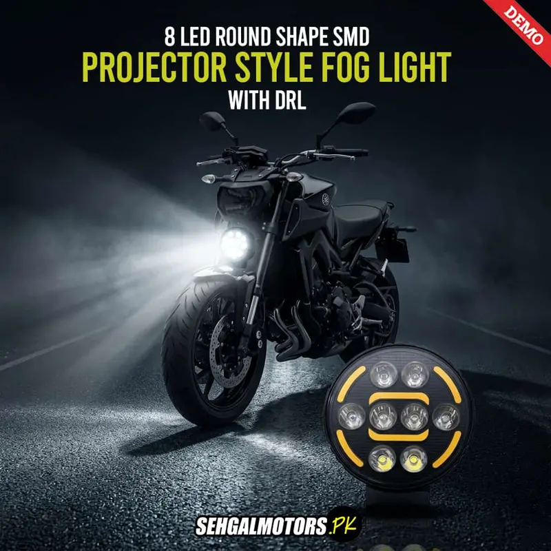 8-Led Round Projector-Style Motorcycle Fog Light With Drl Support 1