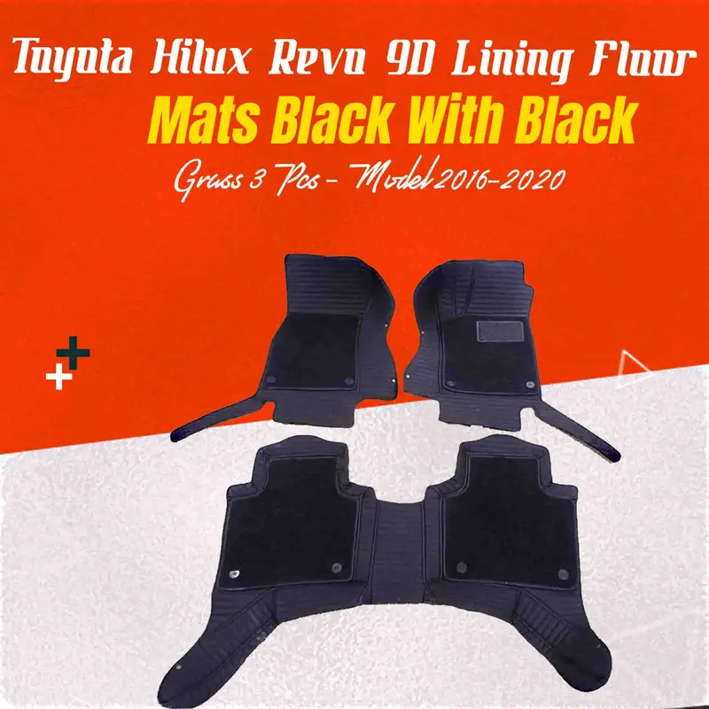 9D Woven Floor Mats (Black/Black Grass) – 3-Piece Set For Hilux Revo & Rocco 1
