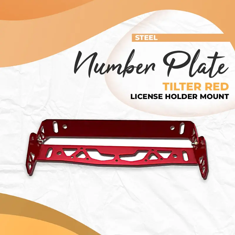 Adjustable Red License Plate Tilter – Steel Number Plate Mount & Frame Bracket 1