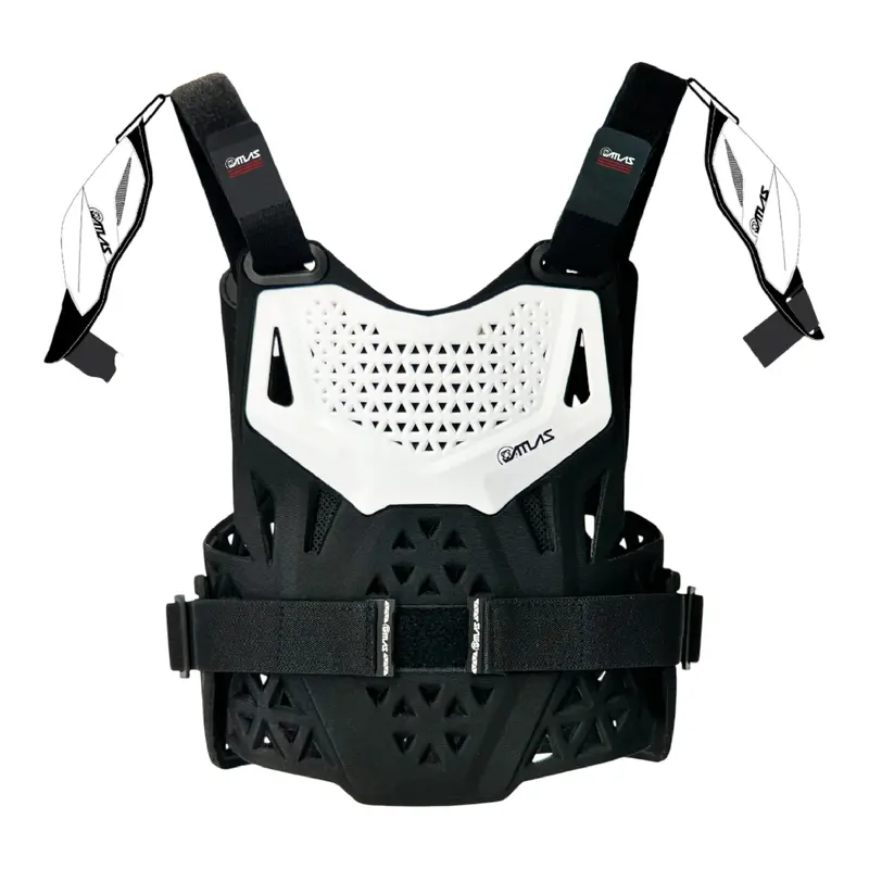 Atlas Charger Peewee White Ce Level 1 Chest Protector With Shoulder Coverage For Youth Motocross And Bmx 1