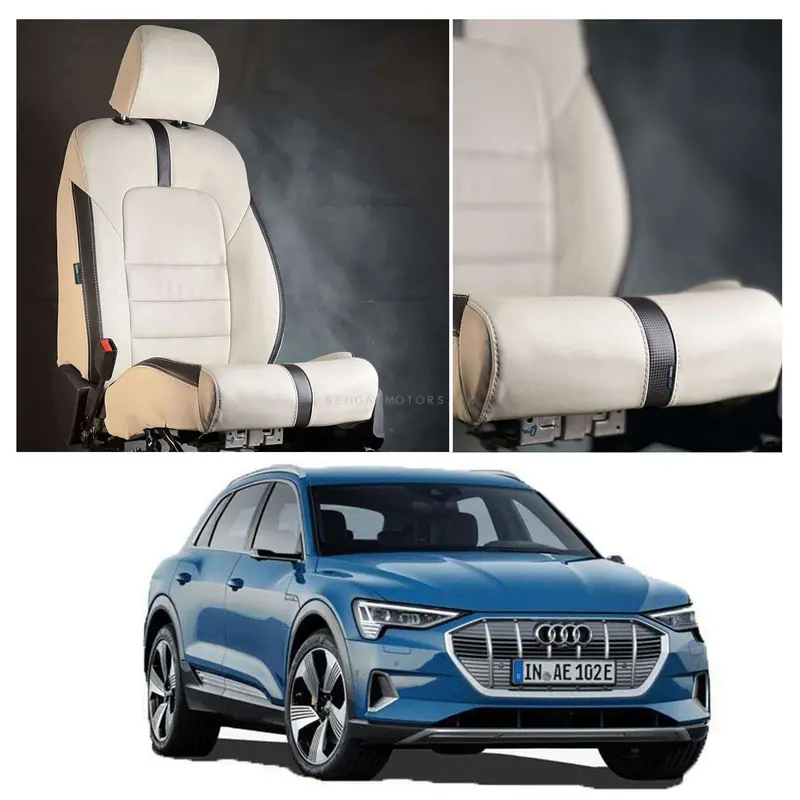 Audi E-Tron Type R Seat Covers – Beige & Black Two-Tone (2020–2025) 1