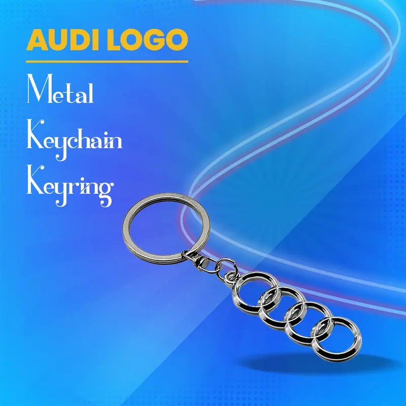 Audi Silver-And-Chrome Metal Keychain – Round Badge Design 1