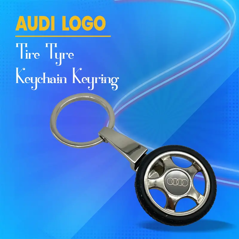 Audi Tire-Themed Keychain With Precision-Engraved Logo 1