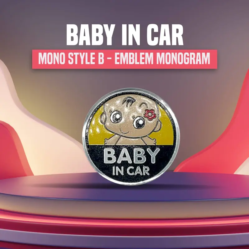'Baby In Car' 3D Metal Safety Emblem – Chrome-Finished Style B 1