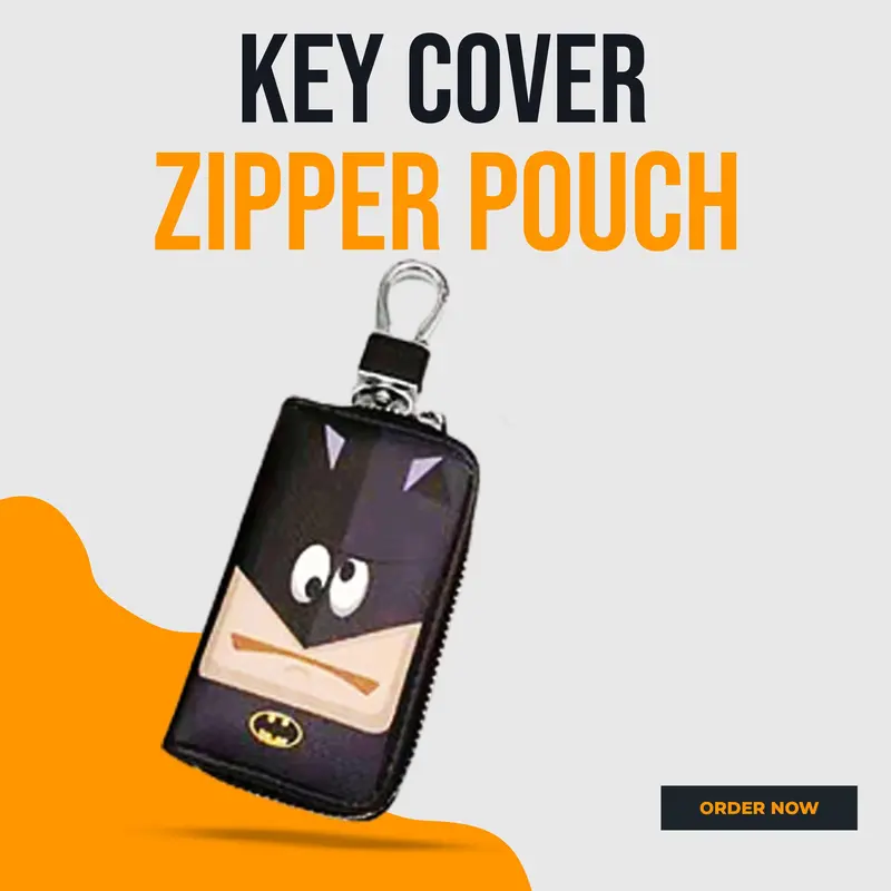 Batman Matte Leather Key Pouch V3 – Zippered Cover With Keychain Ring 1
