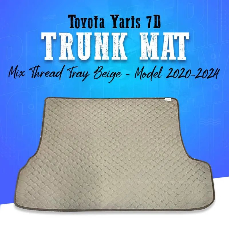 Beige 7D Trunk Mat With Threaded Tray For Toyota Yaris (2020–2024) 1