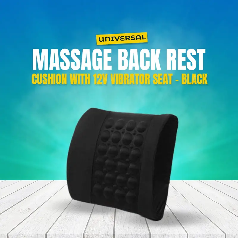 Black 12V Vibrating Massage Lumbar Support Cushion – Universal Auto Back Rest 1