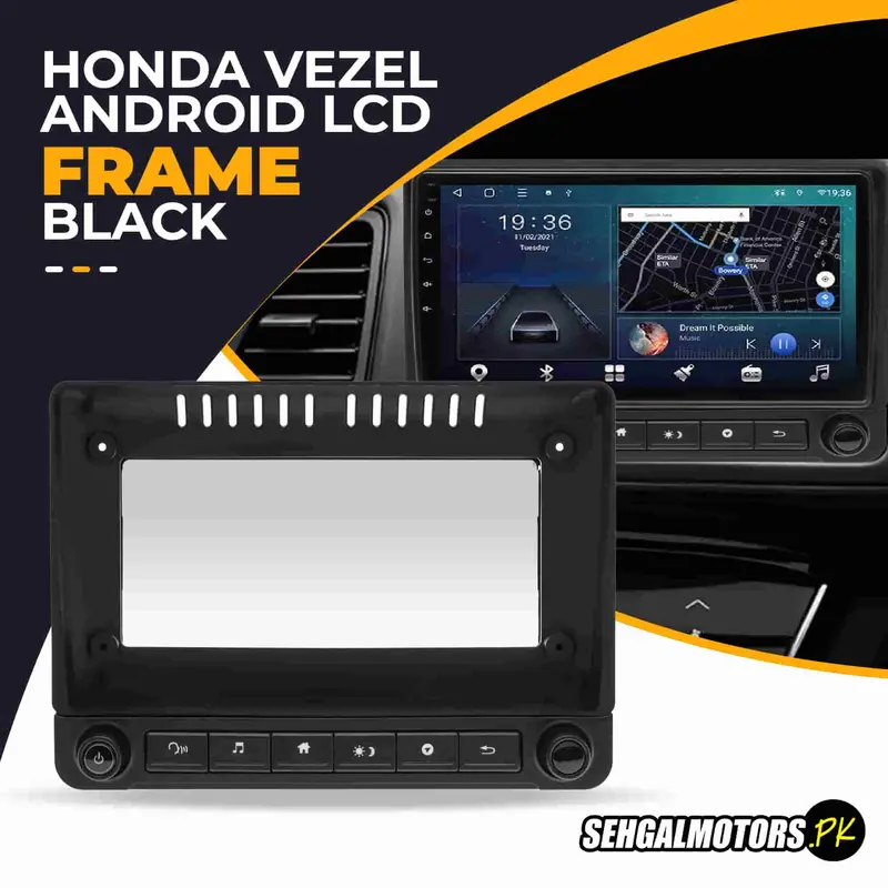 Black 9-Inch Android Lcd Frame With Grip For Honda Vezel (2013–2018) 1
