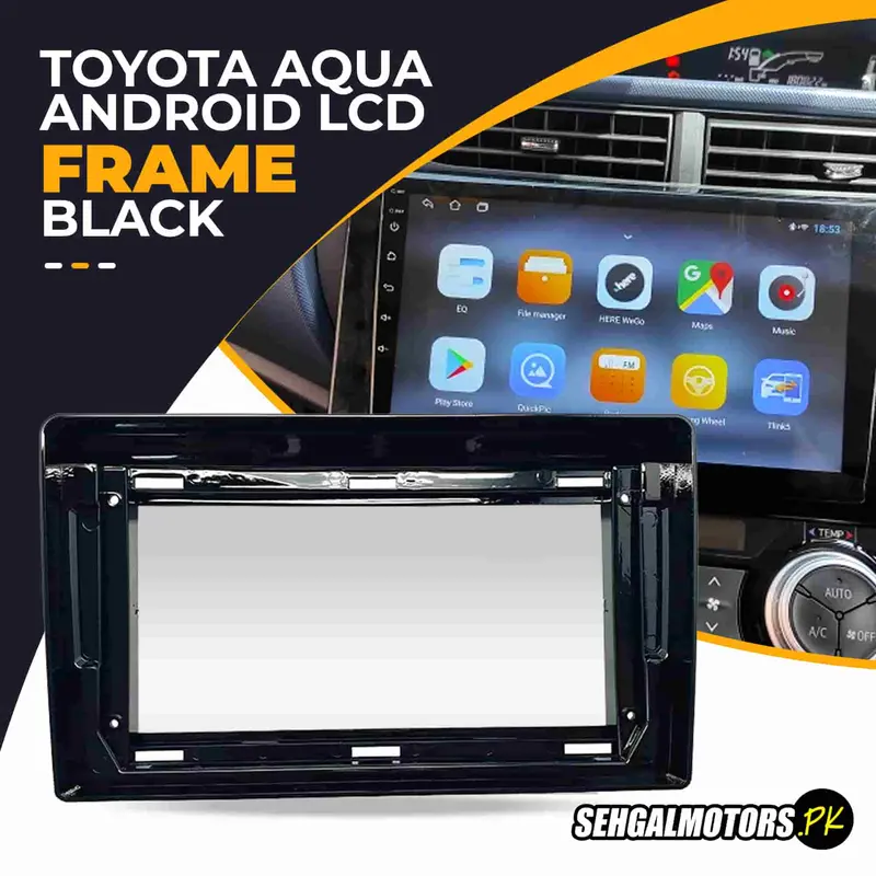 Black 9-Inch Android Lcd Frame With Grip For Toyota Aqua (2018–2021) 1