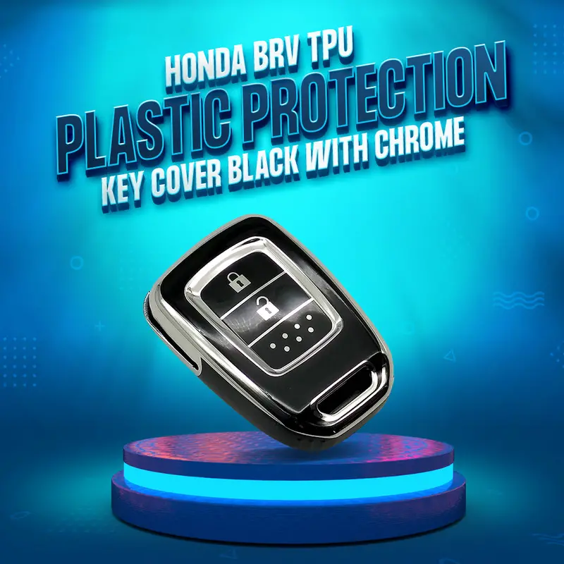 Black And Chrome 2-Button Tpu Key Cover For Honda Br-V (2017–2025) 1