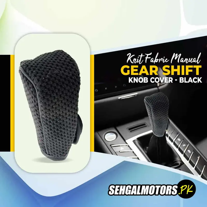 Black Knit Fabric Gear Shift Knob Cover – Manual Transmission, Stretch-Fit Design 1
