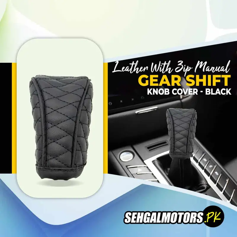 Black Leather Gear Shift Knob Cover With Zipper Closure – Secure, Removable Fit 1