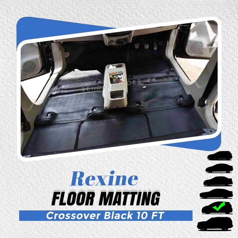Black Rexine Crossover Floor Matting – 10-Foot Heavy-Duty Interior Cover 1