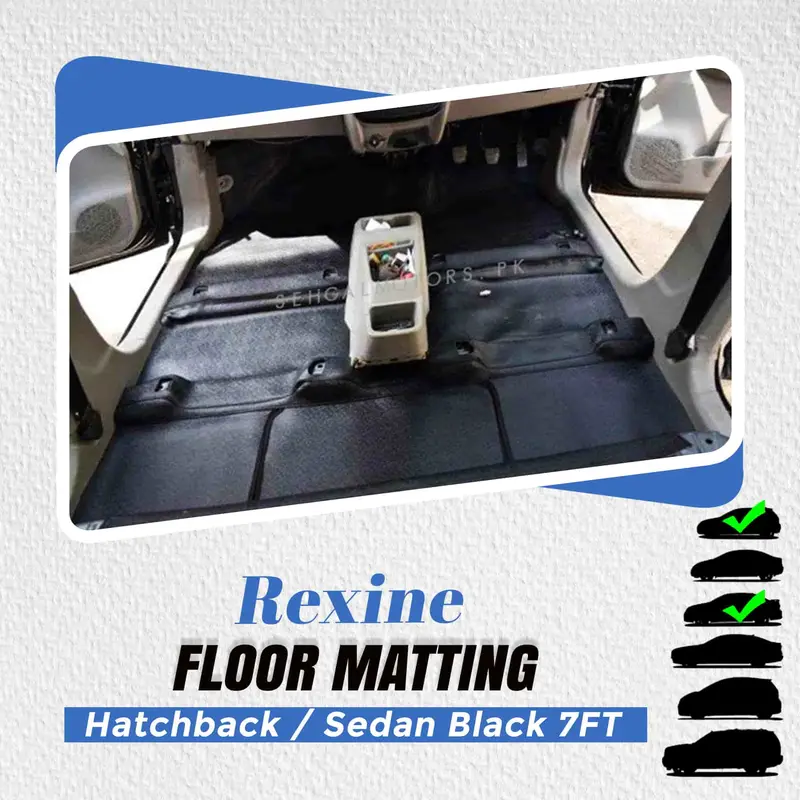Black Rexine Floor Matting – 7-Foot Universal Fit For Hatchbacks & Sedans 1