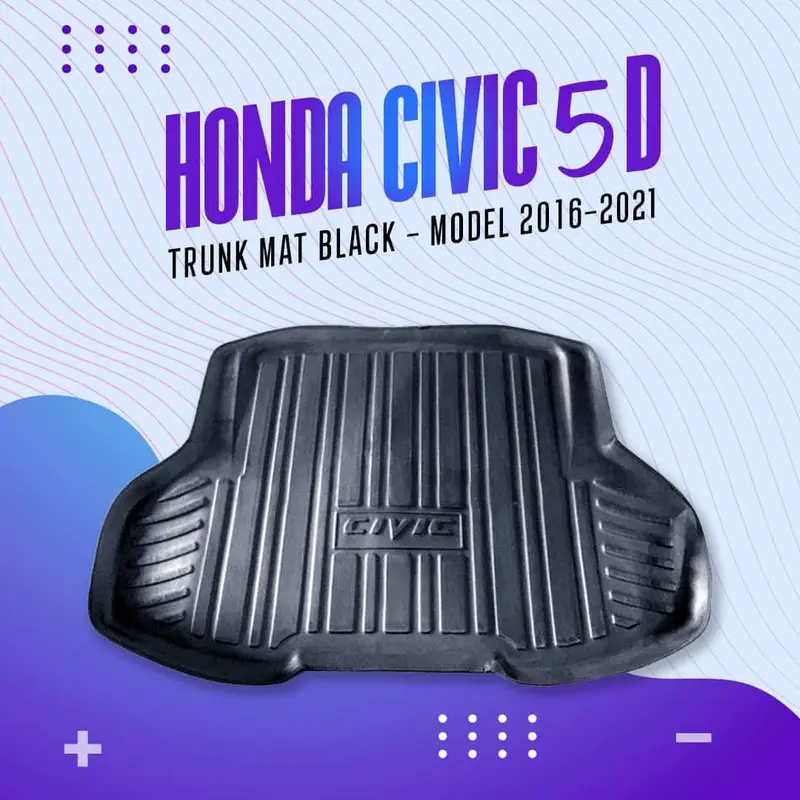 Black Tpe Trunk Mat For Honda Civic 5D (2016–2021) – Cargo Liner With Diggi Protection 1