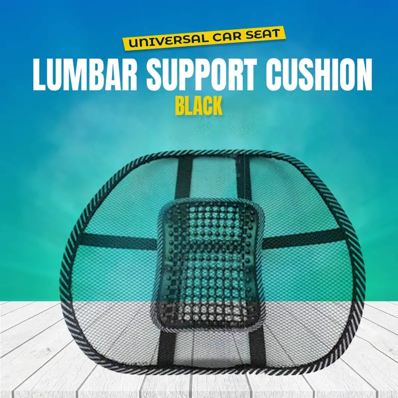 Black Universal Automotive Lumbar Cushion For Seat Back Support 1