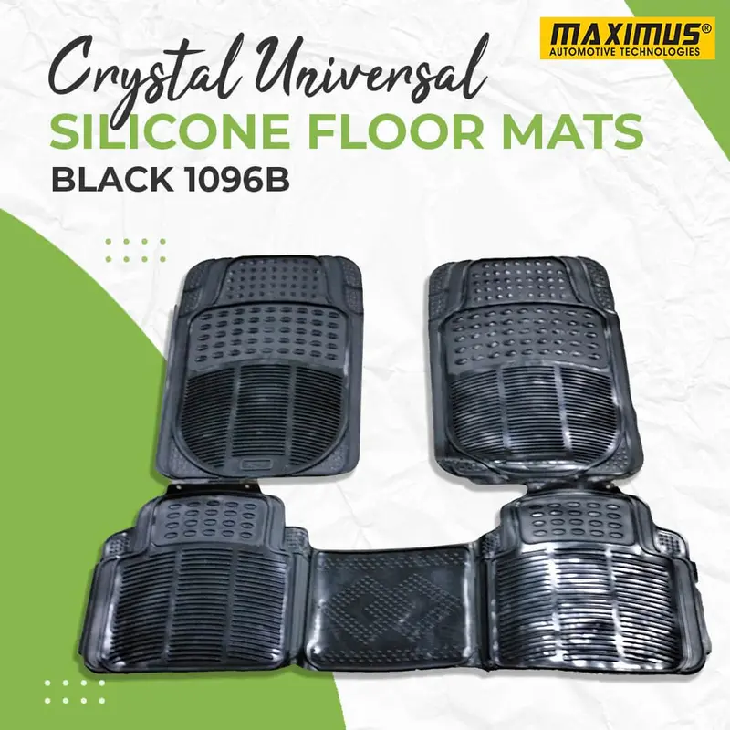 Black Universal Silicone Car Floor Mats – 3-Piece Assorted Design Set (Model 1096B) 1