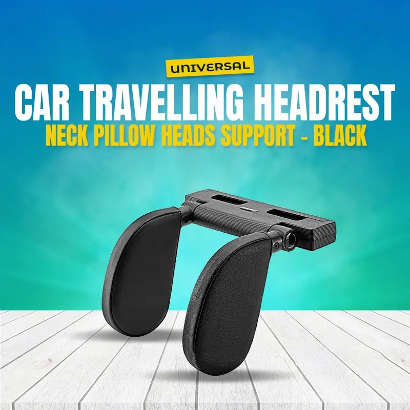 Black Universal Travel Neck Support Pillow With Adjustable Headrest Design 1