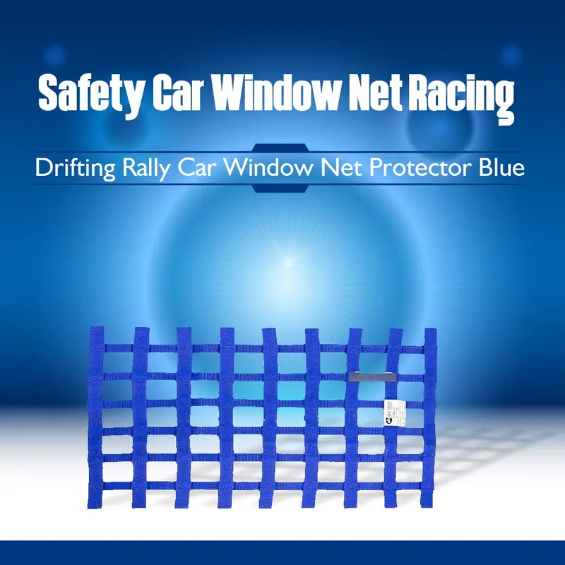Blue Racing Safety Window Net – Rally & Drift Car Door Protection Mesh 1