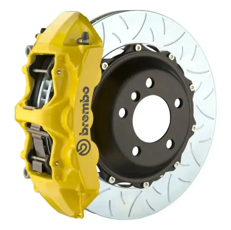 Brembo Front Gt Big Brake Kit For 2007–2017 Lexus Ls460/Ls460L/Ls600H L – 6-Piston Calipers, 380X32Mm Slotted Two-Piece Rotors, Type 3 Yellow Finish 1