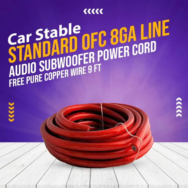 Car Stable 8-Gauge Ofc Subwoofer Power Cable – 9-Foot Oxygen-Free Copper Audio Wire 1