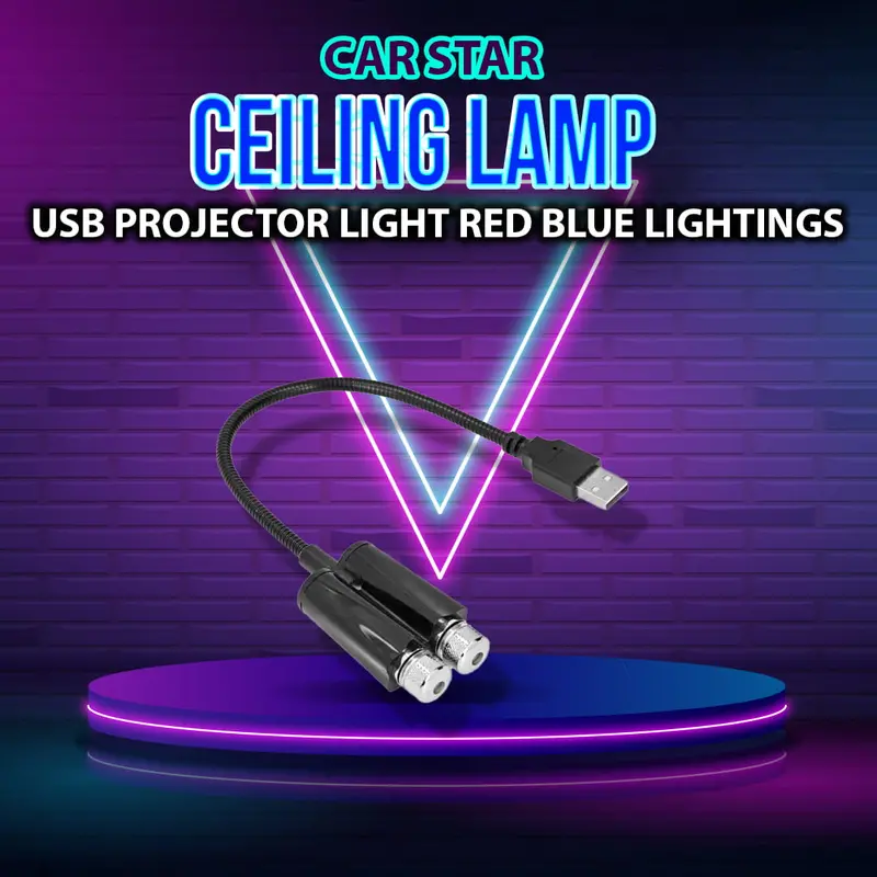 Car Star C202 Usb-Powered Ceiling Projector Lamp – Red & Blue Ambient Mood Light 1