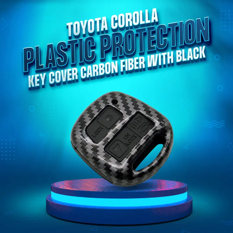 Carbon Fiber And Black Pvc 3-Button Key Cover For Toyota Corolla (2006–2008) 1