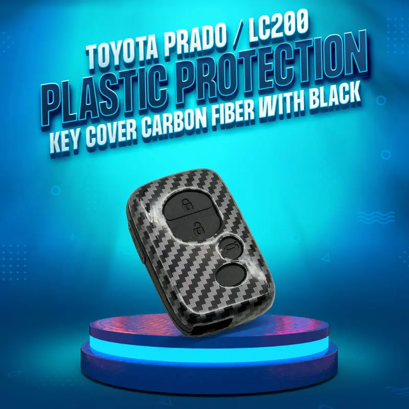 Carbon Fiber And Black Pvc 3-Button Key Cover For Toyota Prado / Lc200 (2009–2021) 1