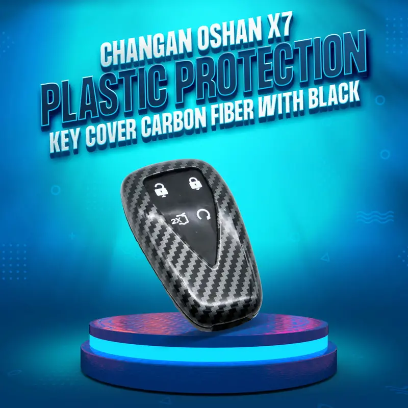 Carbon Fiber And Black Pvc 4-Button Key Cover For Changan Oshan X7 (2022–2025) 1