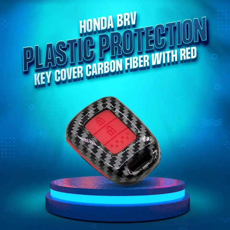 Carbon Fiber And Red Pvc 2-Button Key Cover For Honda Br-V (2017–2025) 1