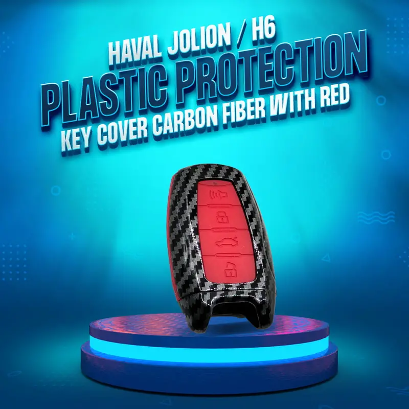 Carbon Fiber And Red Pvc 4-Button Key Cover For Haval Jolion And H6 (2021–2025) 1