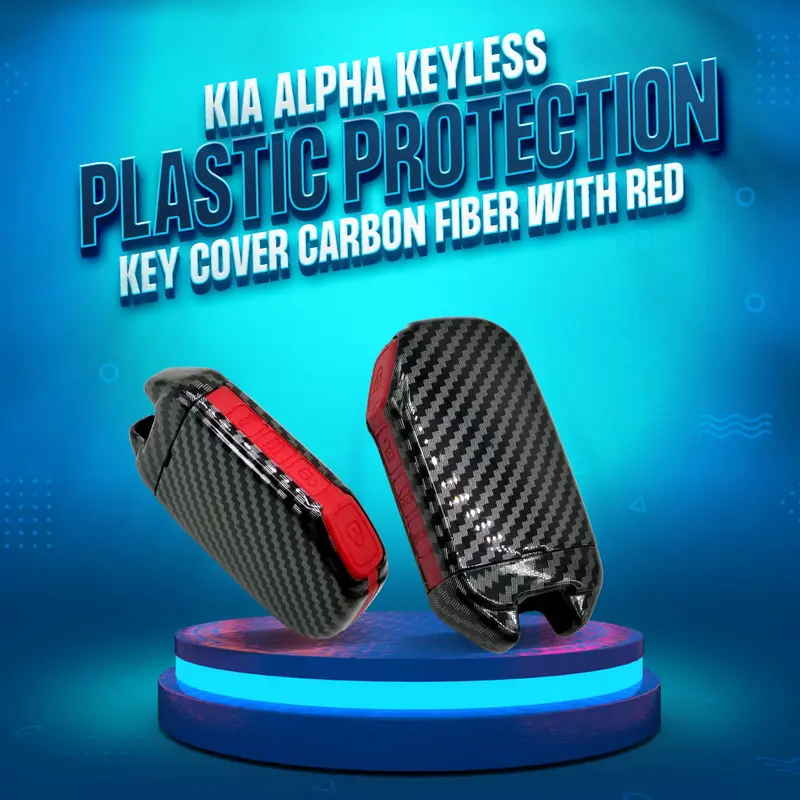 Carbon Fiber And Red Pvc 4-Button Keyless Entry Cover For Kia Alpha (2019–2025) 1