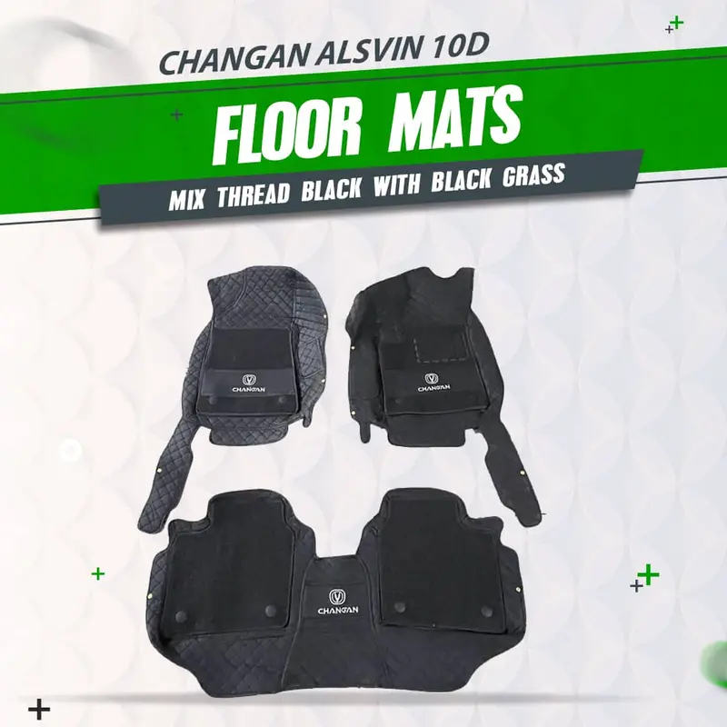 Changan Alsvin 10D Custom Floor Mats – 3-Piece Set With Mixed Thread & Black Grass Weave (2021–2025) 1