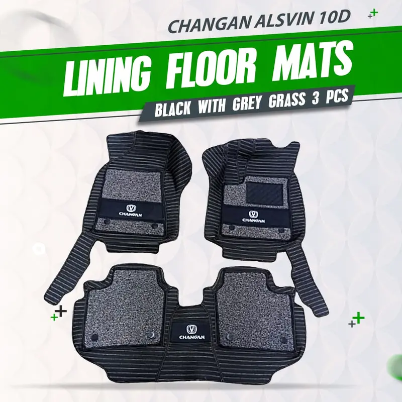 Changan Alsvin (2021–2025) Custom 3-Piece Floor Mat Set – Mixed-Thread Design In Black & Grey 1