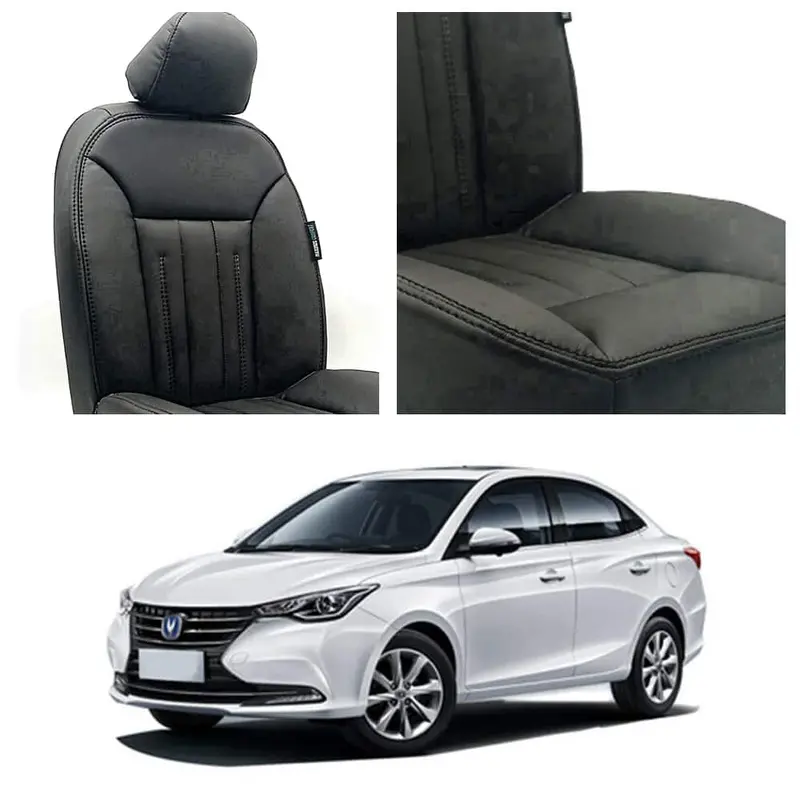 Changan Alsvin Black Seat Covers – Audi-Inspired Interior Upgrade (2021–2025) 1