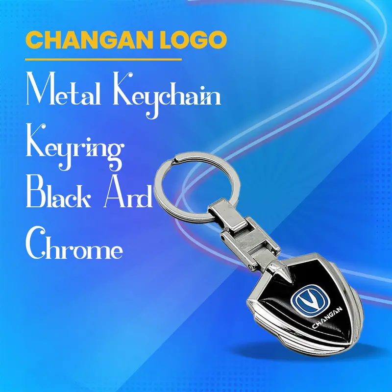 Changan Chrome-Edged Metal Keychain Badge – Sleek Black Finish 1